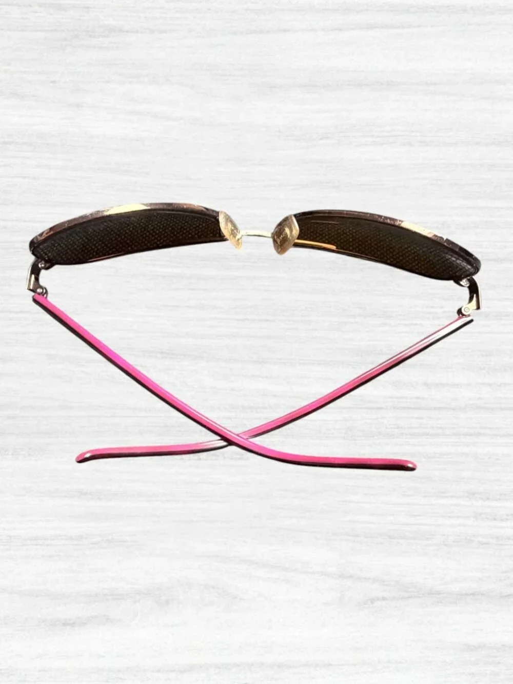 Ralph Lauren Y2K Aviator Sunglasses Brown Gradient Pink Arms Gold Tone RA4004
